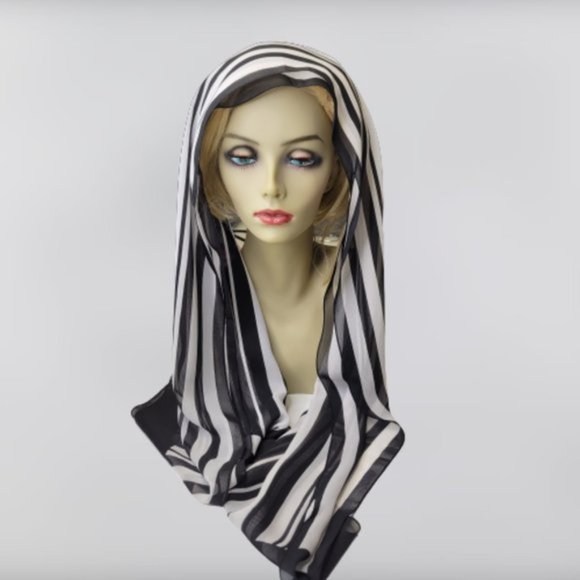 Black and White Stripes Fashion Scarf - Picture 1 of 5
